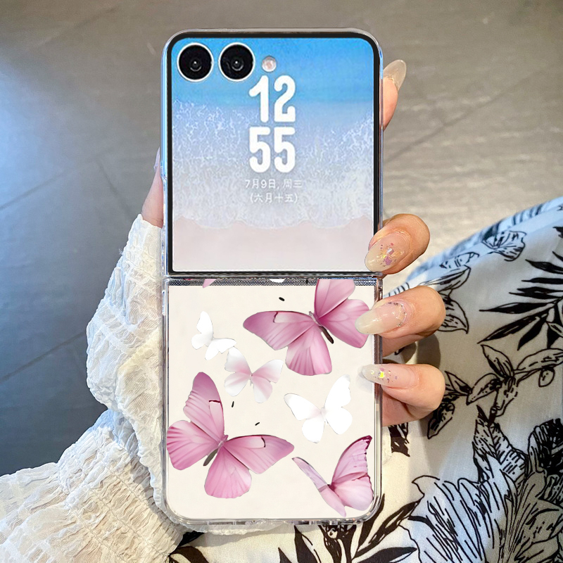 Phone Cases Z Flip 5 - Sevimli Kelebek Desenli Telefon Kılıfı Samsung