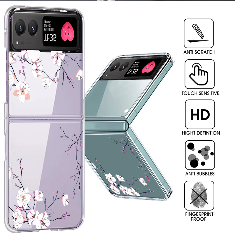 Phone Cases Hard - Beyaz Çiçek Desenli Telefon Kılıfı Motorola