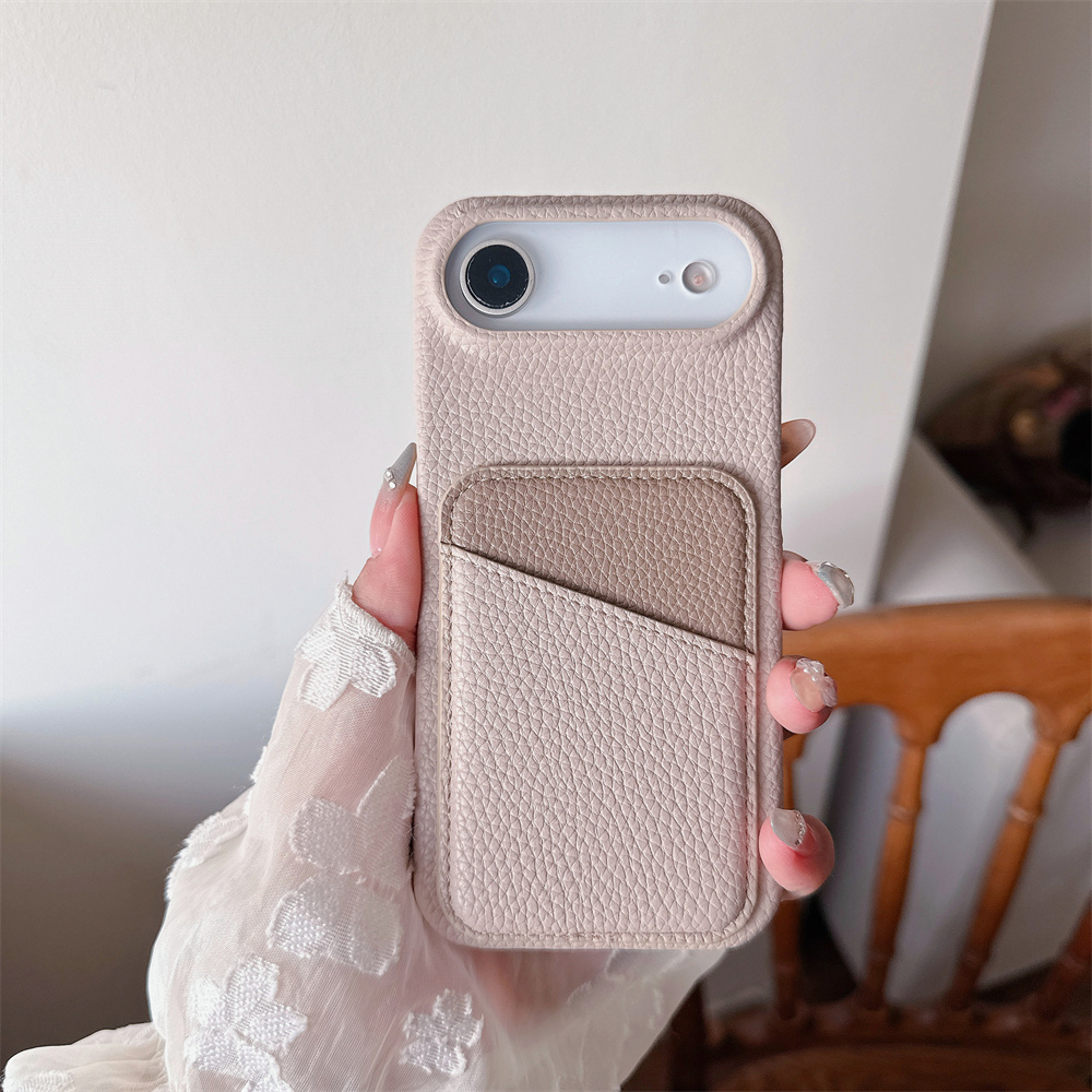 Phone Cases With Wallet On Back - Lüks Renk Çarpışmalı Deri Cüzdan Kart