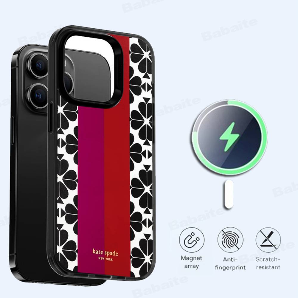 Phone Cases Kate Spade - K-Kate S-Spade Çiçek Desenli Manyetik Kablosuz