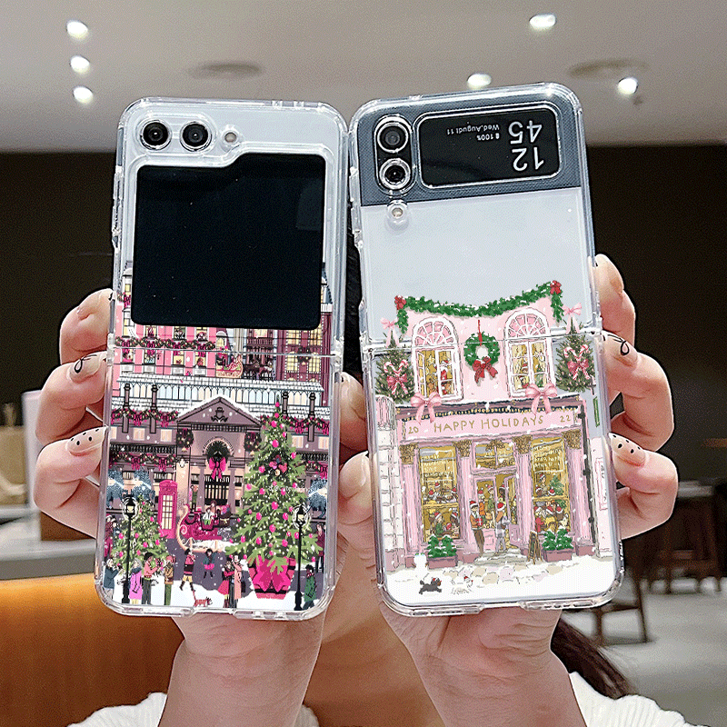 Phone Cases Z Flip 5 - Kırsal Bina Kar Manzarası Noel Temalı