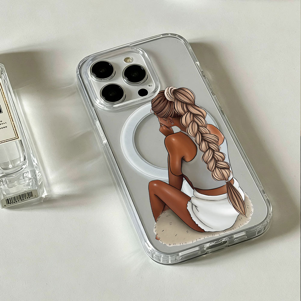 Clear Magsafe Case - Koyu Tenli Moda Kadını İçin MagSafe