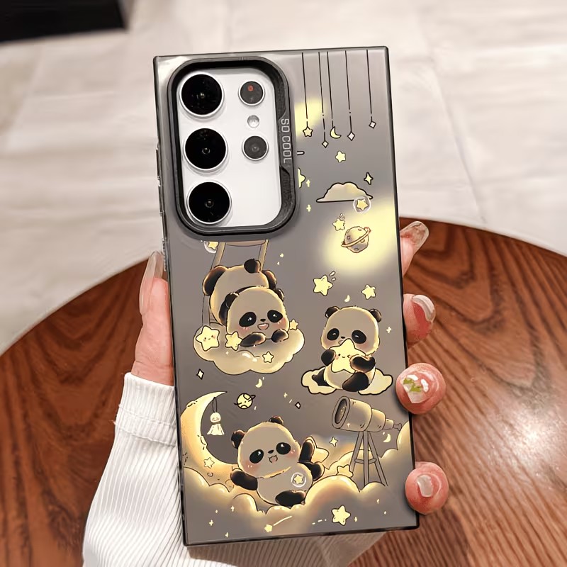Gradient Color Case - Yıldızlı Gökyüzü Bulut Panda Baskılı Telefon