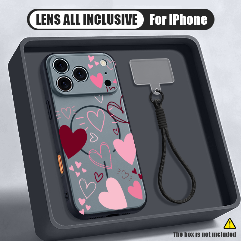 Phone Cases With Loop - Aşk Kalpli Desenli Manyetik Telefon Kılıfı