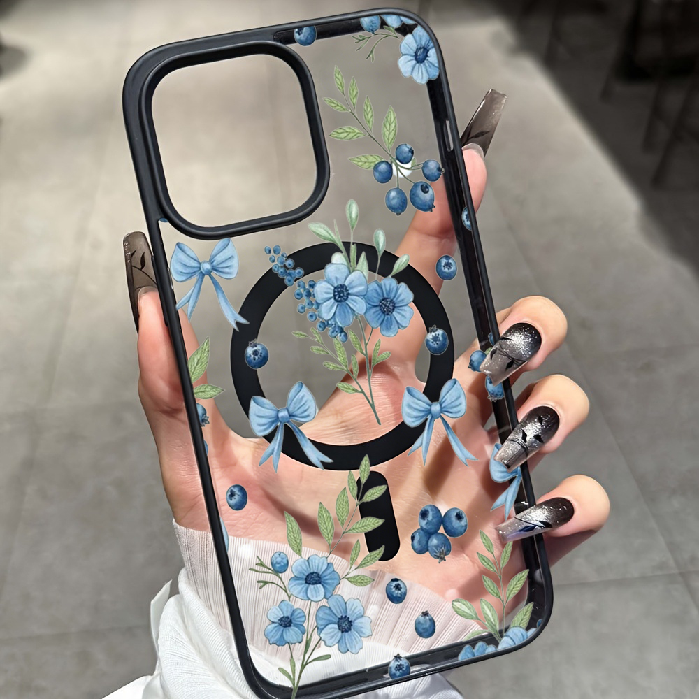 Yaban mersini çiçekli şeffaf k - Clear Magsafe Case incelemesi ve fiyatı